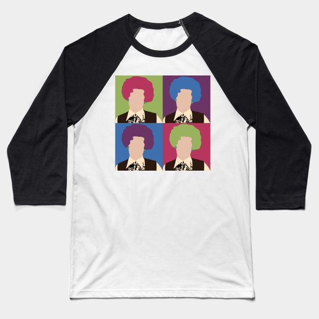 Mrs Slocombe Are you Being Served, colourful grid design Baseball T-Shirt by alteredillusion